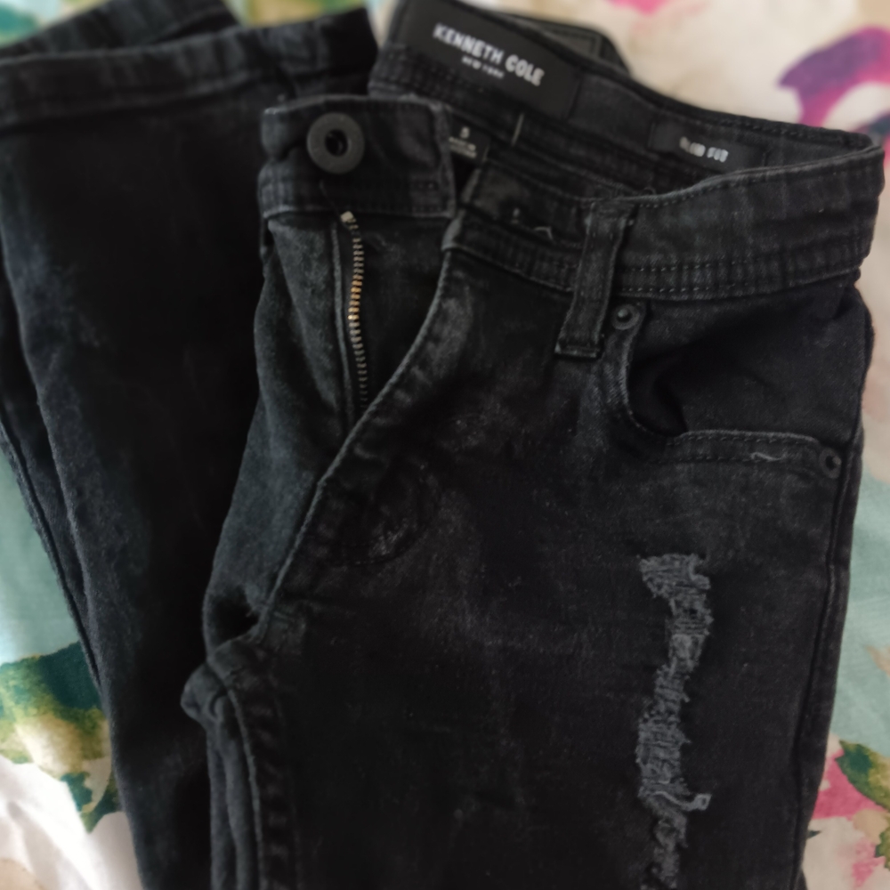 Kenneth Cole Black Skinny Jeans with Distressed Detailing